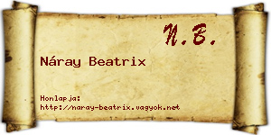 Náray Beatrix névjegykártya